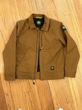 John Deere Boys Trucker Canvas Material Work Bronze Zip Jacket Size M 8 