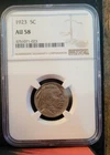 1923 P Buffalo  Nickel  NGC  AU58