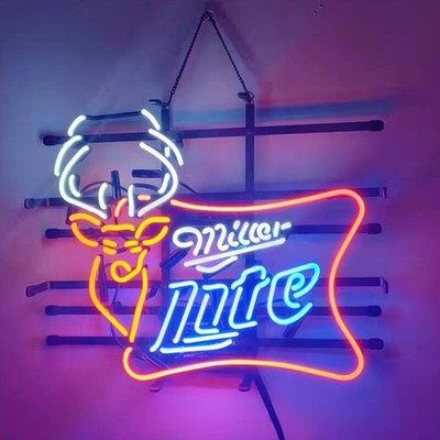 US STOCK Miller Lite Deer Neon Light Sign Lamp 19x15 Wall Decor