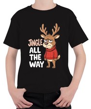 Jingle All The Way Grumpy Reindeer Christmas Cartoon Funny Unisex Kids T
