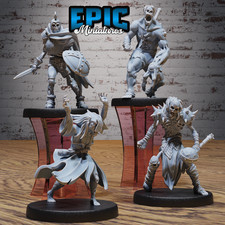 D&D Miniature - Summoned Undead Set C - 3D Model Print DnD RPG Figur - 4 Figuren