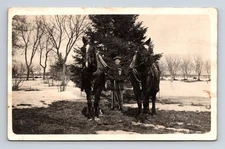 RPPC Young Man and Two Horses Rigged for Plow? Real Photo Postcard