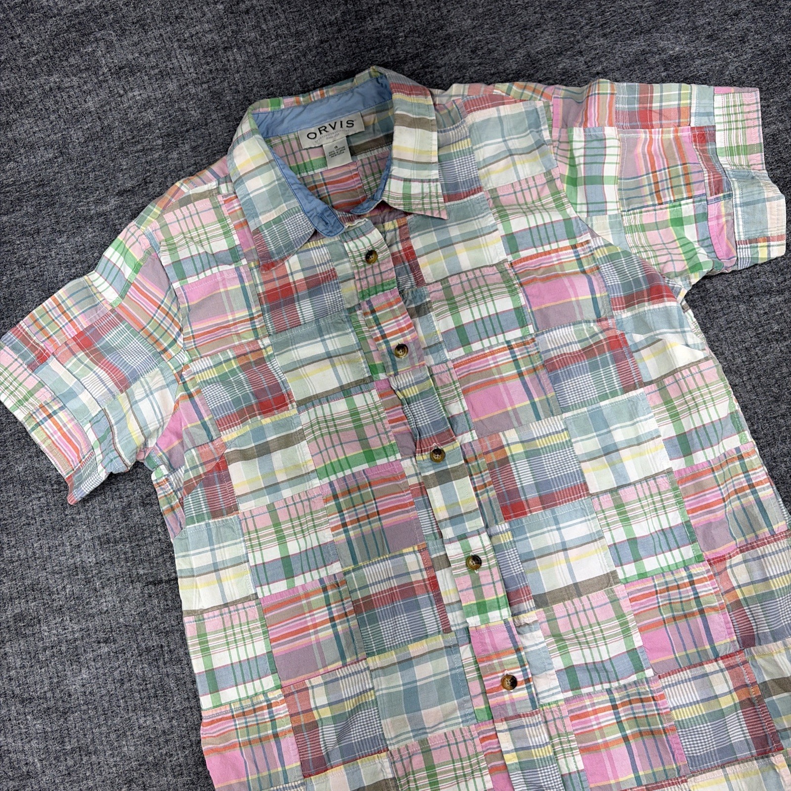 Orvis Madras Plaid Patchwork Button-Down Dress - … - image 4