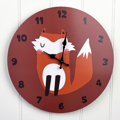 Wanduhr für Kinderzimmer Fuchs Tier Schlafzimmer Kinderzimmer Safari Dschungel Deko Kunst