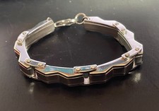 Bracciale rigido in acciaio inox da uomo braccialetto catena moto punk argento