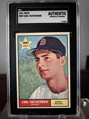 1961 Topps Star Rookie #287 YASTRZEMSKI RED SOX -HOF- AUTHENTIC-TRIMMED