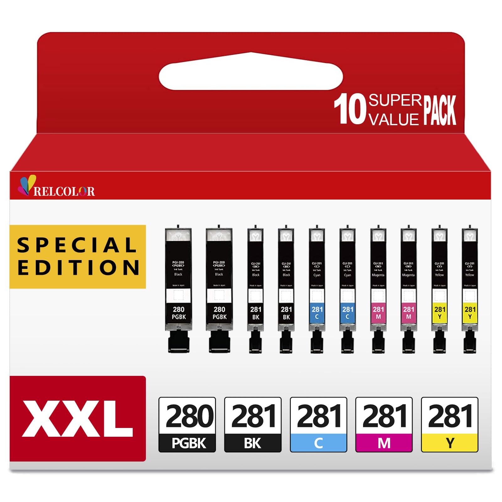 10 Pack 280 281 XXL Ink Cartridges Replacement for Canon PGI 280XXL 281XXL Compatible with Select Printers