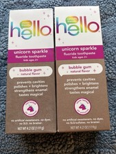 2X Hello Kids Unicorn Sparkle Toothpaste Bubble Gum Flavor 4.2 oz Exp: 06-27