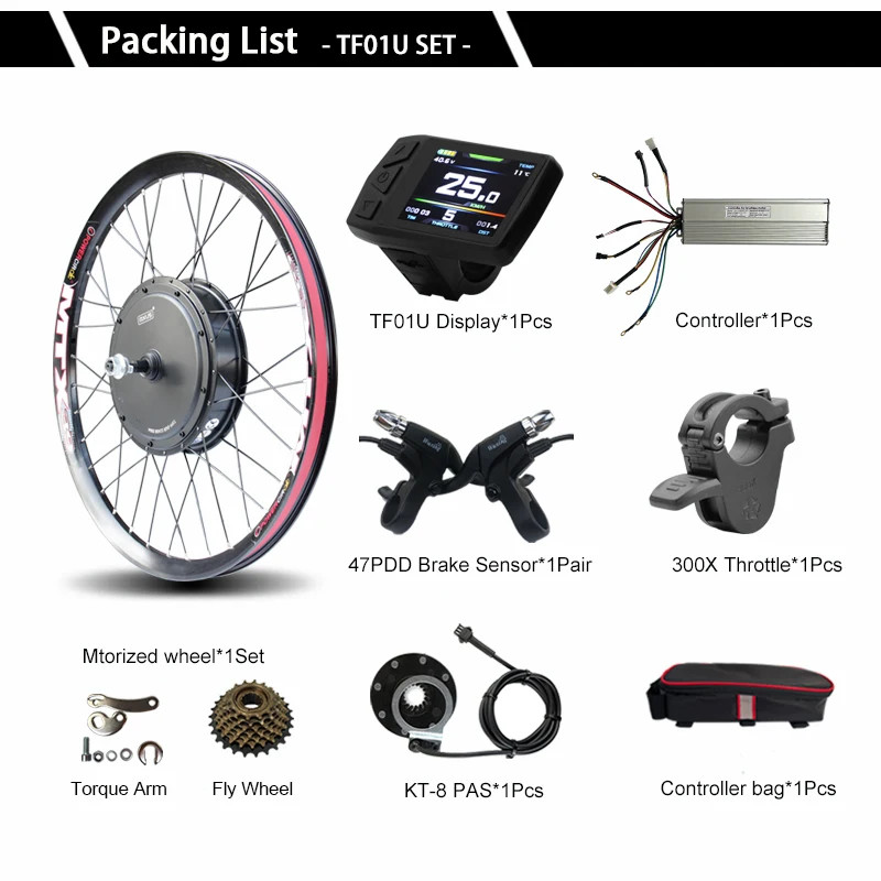 E-Bike Conversion Kit 48V1000W-2000W 72V3000W Electric Bicyclc Rim 20&rdquo;26&rdquo;29&rdquo;700C