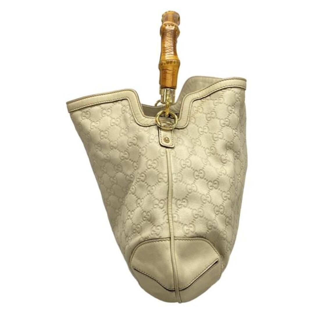 GUCCI Bamboo Shima Line Ivory Leather Handbag Used, Elegant, 33x29-39cm thumbnail 3