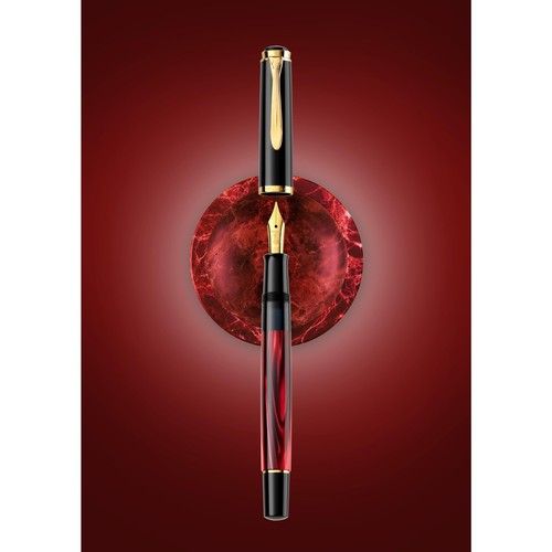 Penna stilografica Pelikan F pennino fine classico marmo rosso M200 edizione limitata ufficiale - Foto 2 di 3