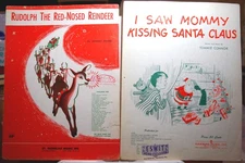 Lot of 2 - Rudolph The Red-Nosed Reindeer, I Saw Mommy Kissing Santa Claus Sheet