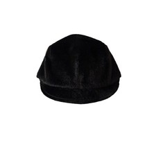 Bebe Black Faux Fur Cap Hat Y2K Newsboy Cabbie One Size