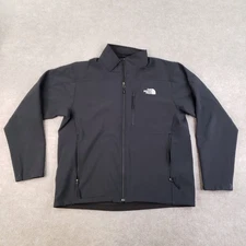 North Face Jacket Mens Large Black Soft Shell Full Zip Outdoor Fleece Lined