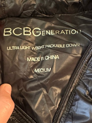 BCBGENERATION Hooded Puffer Down Packable Jacket Black Size Medium - Picture 11 of 19