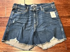 Levi's Signature Gold Blue High Rise Women's 18/34 Fringed 5" Denim Shorts NWT