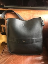 Mulberry Amberley Satchel Black Heavy Grain Leather with Gold Hardware Large