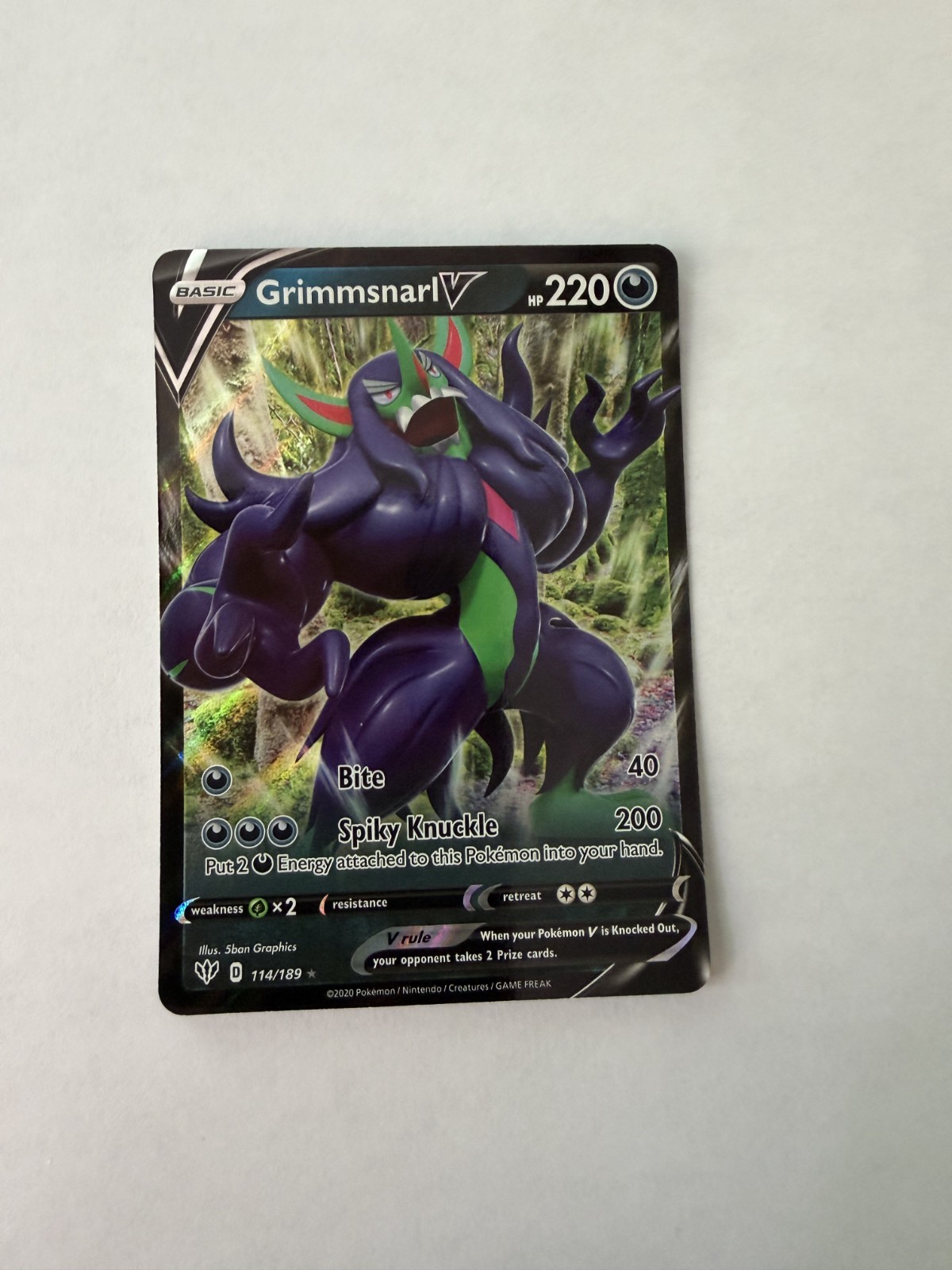 Pokemon - Grimmsnarl V - Holo V - 114/189 - NM - Darkness Ablaze
