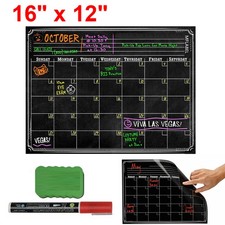 16" x 12" Magnetic Dry Erase Refrigerator Calendar Message Flexible Black Board