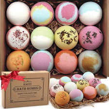 Bath Bombs Salt Balls,12 PCS Gift Set,Vanilla Menthol Rose Extract Essential Oil