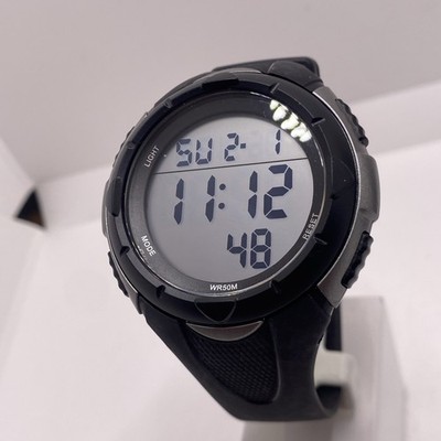 Mens Big Face Digital Sports Watch Light Works New Battery