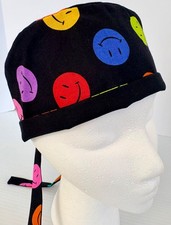 Colorful Smilie Faces Lined Medical Skull Scrub Cap Surgery Hat