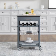 Mobile Rolling Kitchen Island Cart with Stainless Steel , Kitchen Trolley with