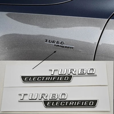 3D ABS Car Letters Logo Turbo Electrified Badge Side Fender Emblem Decals For Me