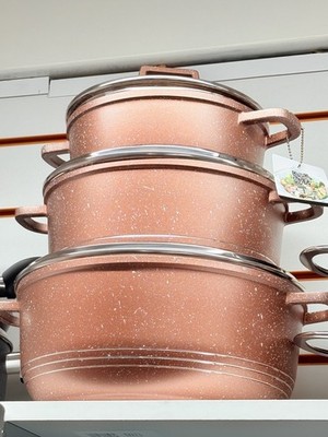 6-teiliges Antihaft Kochgeschirr Set Druckguss Kasserolle mit Deckel Topfset für Küche