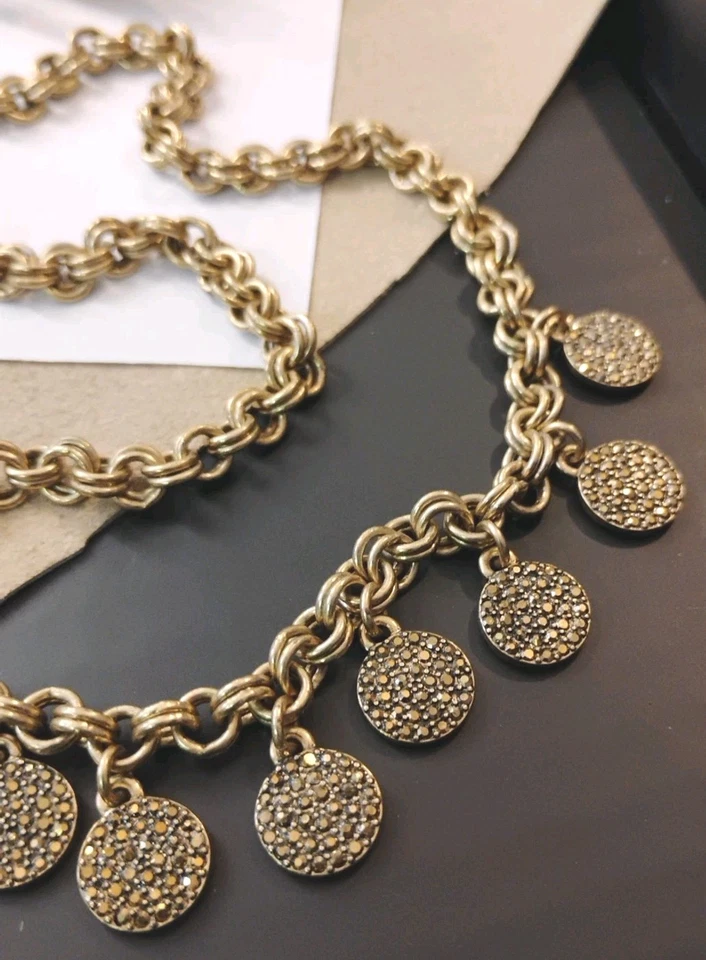Diseñador LUCKY Marca Antiguo Tono Dorado Brillante Medallones 17"+ Collar! Foto 2 de 4