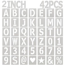 2 inch Letter Stencils 42 Pcs Large Reusable Alphabet 2 inch, Grey