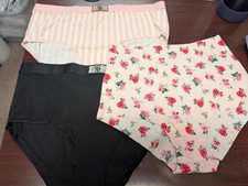 Victoria's Secret Panty Lot Of 3 Brief Panty Black Red Pink Stripes XL NWT