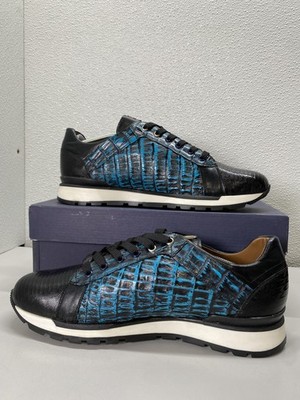 Marco Di Milano Mens Portici Crocodile, Teju Lizard, Leather Sneakers Size 12