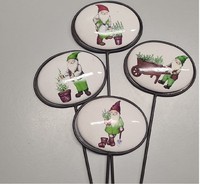 Gartenstecker KräUterzwerg Wichtel Emaile L.32 Cm 4Er Set