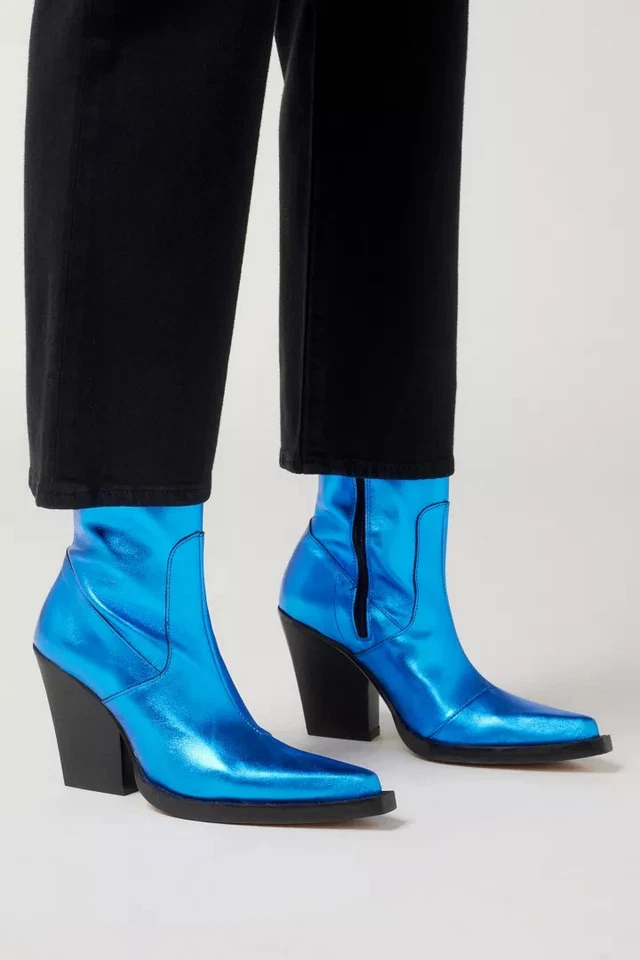 Urban Outfitters Cooperative Shania Eléctrico Azul Cuero Cremallera Lateral Botas de Vaquero8 Foto 2 de 4