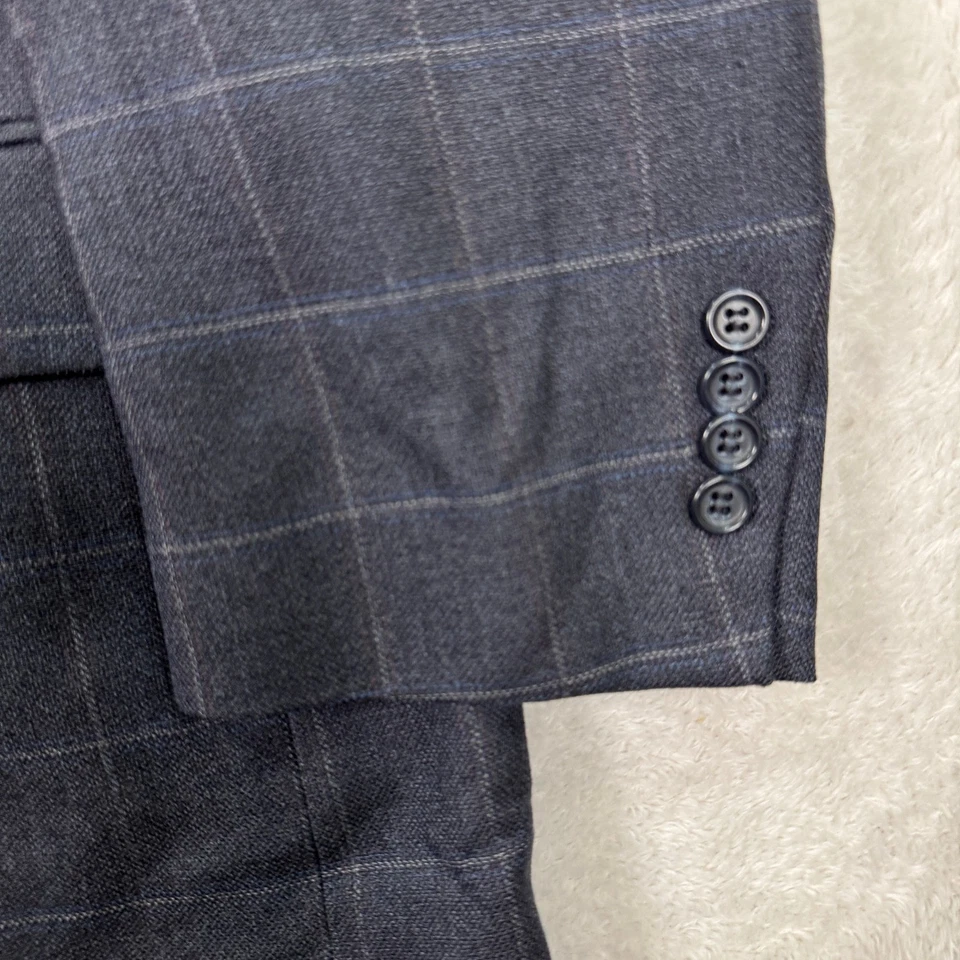 全新 Joseph & Feiss 国际灰色格子羊毛西装外套夹克 男式 48S 学院风 — 第 3/4 张图片