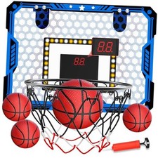 Indoor Basketball Hoop for Kids, Over The Door Mini Basketball Hoop Set Blue