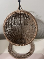 Rattan Wicker Hanging Pet Bed for Small Cat or Dog Swinging Egg Chair Hammock