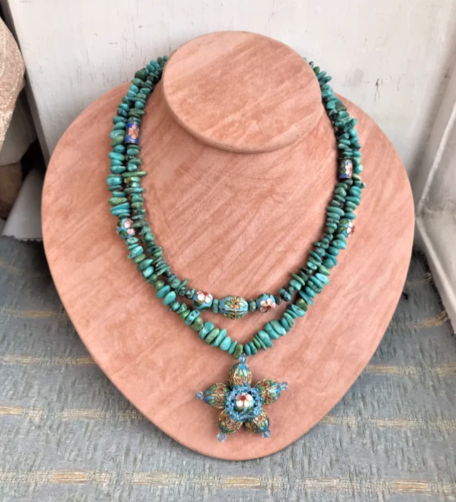 Collar vintage Butler and Wilson llamativo esmalte y turquesa c.1990 en caja Foto 2 de 4