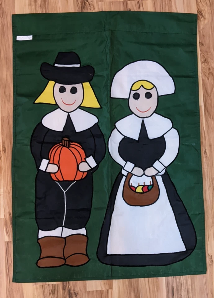 Thanksgiving Pilgrims Vintage House Yard Flag 40 x 27 Inches - Image 2 of 4