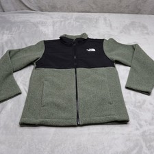 North Face Jacket Youth Medium 10/12 Green Denali Fleece Full Zip Outdoor Hiking