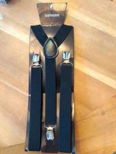 Boys Black Y-Back Clip-On Suspenders Adjustable 29 Elastic Classic