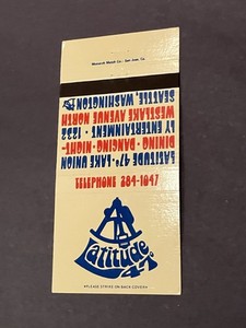 Vintage Washington Matchbook “Latitude 47” Seattle