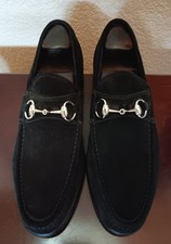 Vintage Gucci Men's Black Suede Horsebit Loafers Size 7 D
