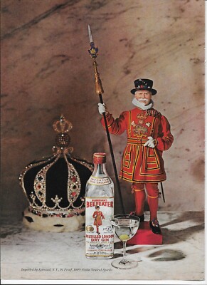 1964 Beefeater London Dry Gin Crown Olive Nutcracker Lance Original Print Ad