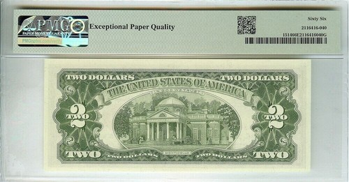 1963-A LEGAL TENDER $2 NOTE~ PMG 66 ~ RED SEAL ~ AA BLOCK~ GRANAHAN / FOWLER - Picture 2 of 2