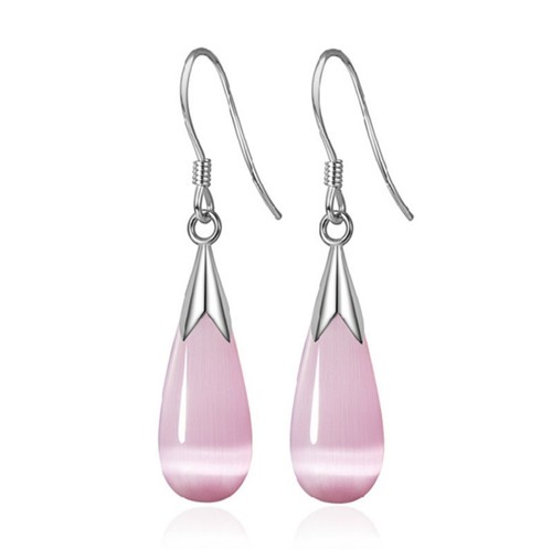 Moonstone Opale Orecchini Pendenti Gancio A Goccia Argento Gioielli Donna - Foto 7 di 9