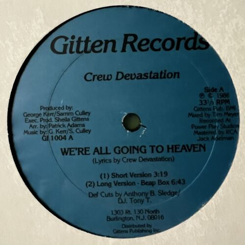 Crew Devastation ‎– We're All Going To Heaven 12” Vinyl Sealed Hip Hop 1986 US x