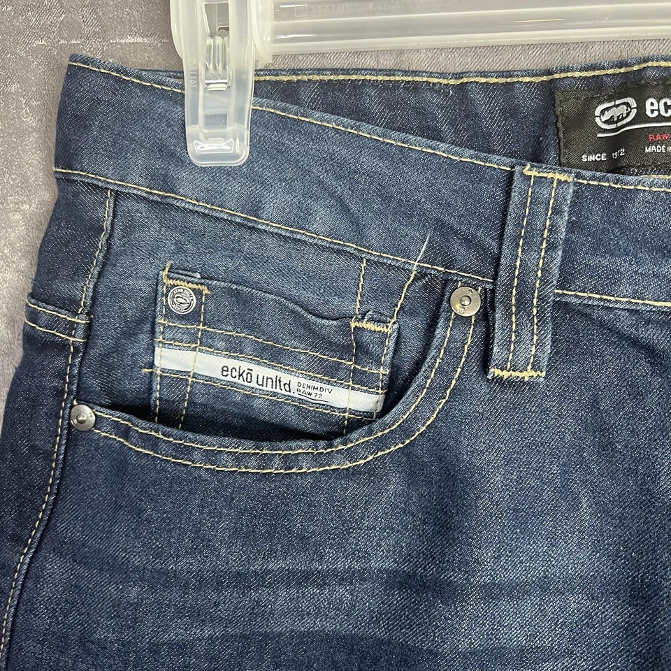 Pantalones cortos de mezclilla para hombre ecko unltd calce relajado ropa de calle talla 32 real (33Wx10L) Foto 2 de 4