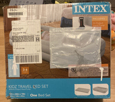 Intex 66810EP Kids Inflatable Raised Frame Travel Air Mattress with Hand Pump